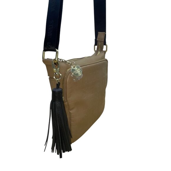 Steve Madden Women’s Tan Faux Leather Tassel Accent Adjustable Strap Crossbody - Picture 3 of 13